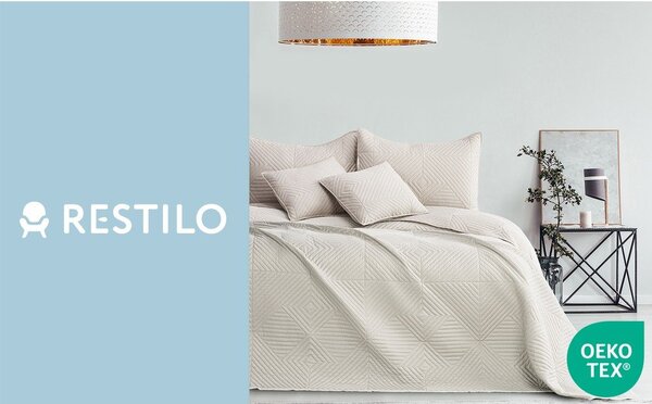 Kremno belo prešito pregrinjalo iz mikrovlaken 220x240 cm Softa – Restilo