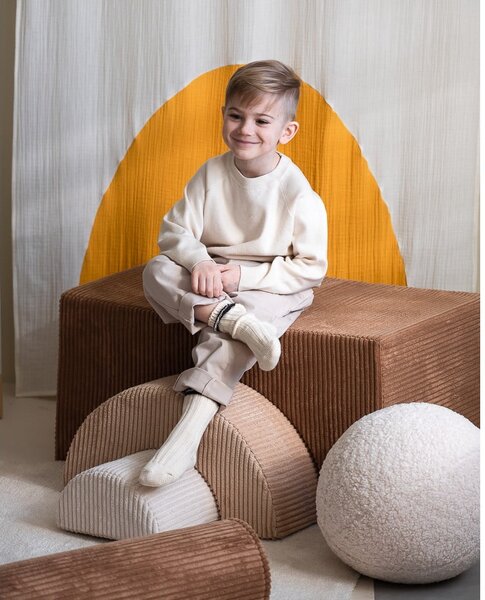 Rjavo otroško igrišče iz pene iz rebrastega žameta 3 ks višina 37 cm 75x49 cm Rainbow Montessori – Wigiwama
