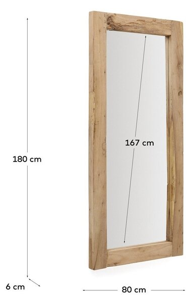 Stensko ogledalo z lesenim okvirjem 80x180 cm Maden – Kave Home