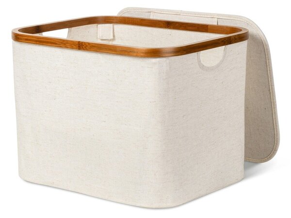 Kremno bela tekstilna škatla za shranjevanje s pokrovom 40,5x33x30 cm Bamboo/Linen – Bigso