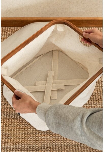 Kremno bela tekstilna škatla za shranjevanje s pokrovom 40,5x33x30 cm Bamboo/Linen – Bigso