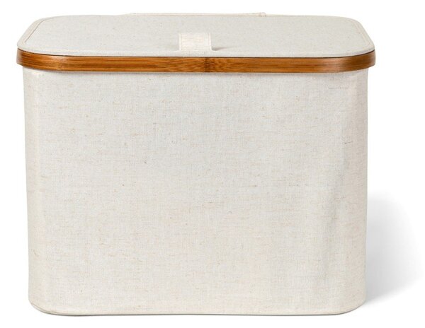 Kremno bela tekstilna škatla za shranjevanje s pokrovom 40,5x33x30 cm Bamboo/Linen – Bigso