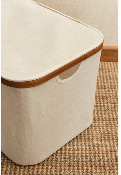 Kremno bela tekstilna škatla za shranjevanje s pokrovom 40,5x33x30 cm Bamboo/Linen – Bigso