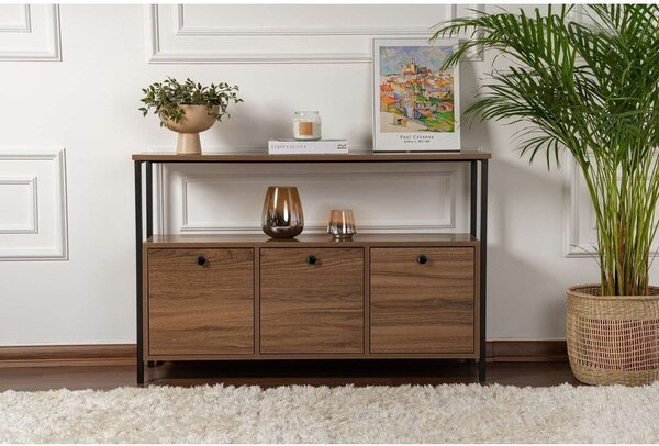Stranska mizica v orehovem dekorju v temni naravni barvi 29,5x120 cm Solace – Kalune Design