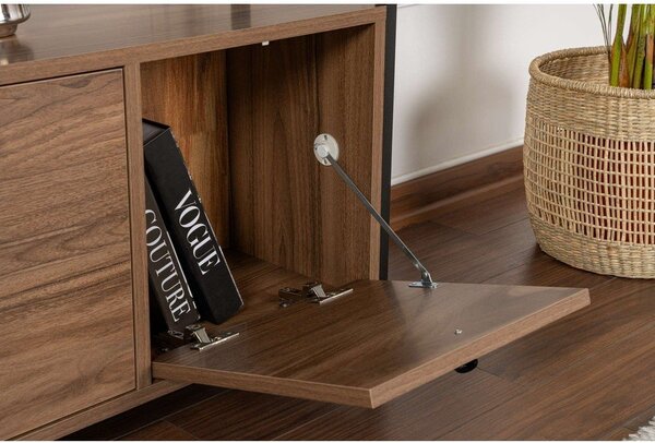 Stranska mizica v orehovem dekorju v temni naravni barvi 29,5x120 cm Solace – Kalune Design