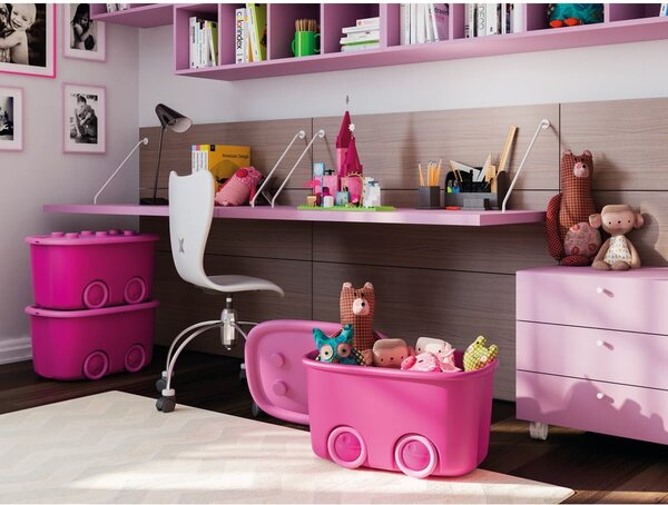 Rožnata plastična otroška škatla za shranjevanje 58x39x32 cm Funny Box – KIS