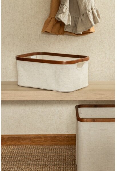 Kremno bela tekstilna škatla za shranjevanje 38x26x16 cm Bamboo/Linen – Bigso