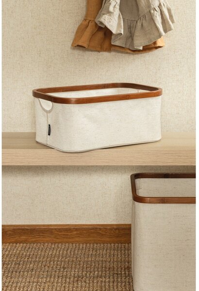 Kremno bela tekstilna škatla za shranjevanje 38x26x16 cm Bamboo/Linen – Bigso