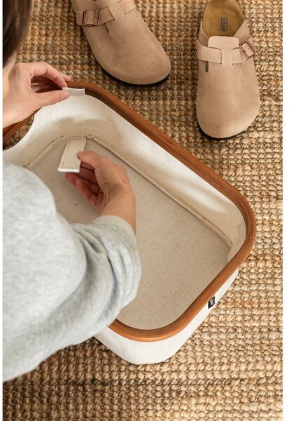 Kremno bela tekstilna škatla za shranjevanje 38x26x16 cm Bamboo/Linen – Bigso