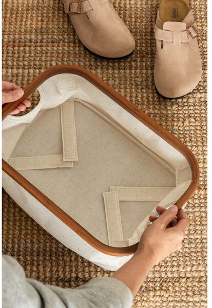 Kremno bela tekstilna škatla za shranjevanje 38x26x16 cm Bamboo/Linen – Bigso