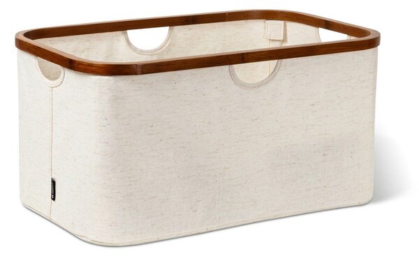 Kremno bel tekstilni zložljiv koš za perilo Bamboo/Linen – Bigso