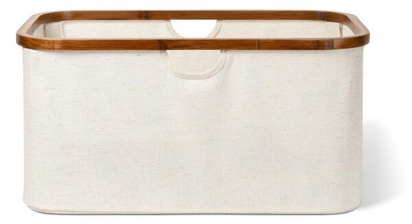 Kremno bel tekstilni zložljiv koš za perilo Bamboo/Linen – Bigso