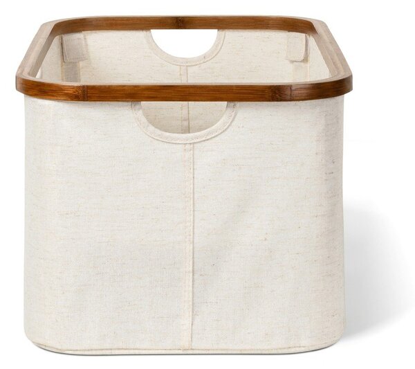 Kremno bel tekstilni zložljiv koš za perilo Bamboo/Linen – Bigso