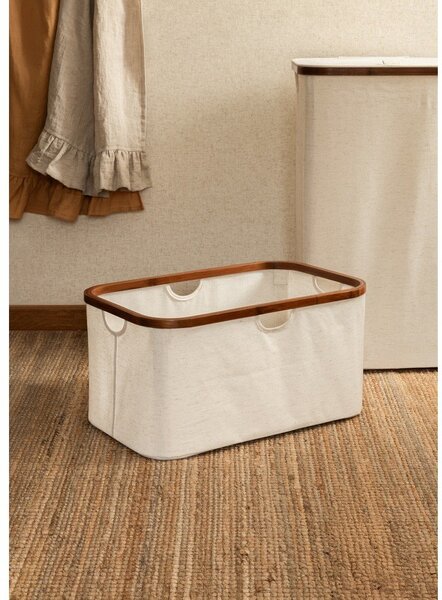Kremno bel tekstilni zložljiv koš za perilo Bamboo/Linen – Bigso