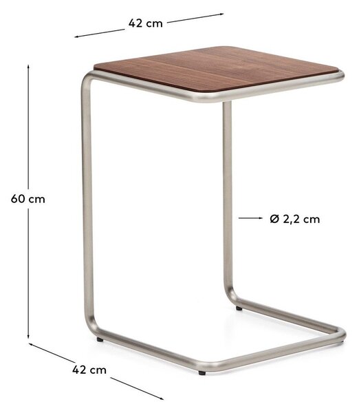 Stranska mizica v orehovem dekorju 42x42 cm Tarsel – Kave Home
