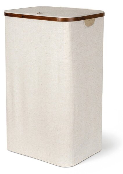 Kremno bel tekstilni koš za perilo Bamboo/Linen – Bigso