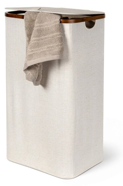 Kremno bel tekstilni koš za perilo Bamboo/Linen – Bigso