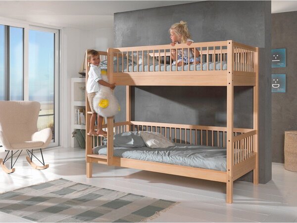 Pograd za otroke iz masivne bukve v naravni barvi z letvenim dnom 90x200 cm Forrest – Vipack