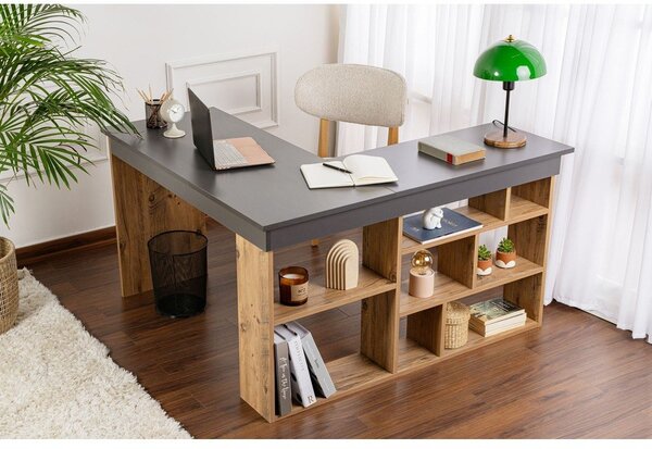 Pisalna miza v borovem dekorju 120x130 cm Vesper – Kalune Design