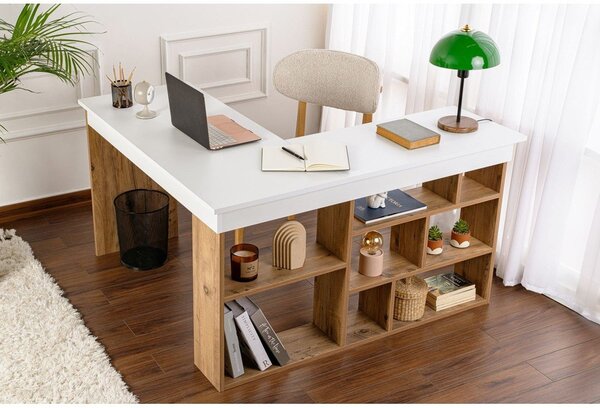 Pisalna miza v borovem dekorju 120x130 cm Vesper – Kalune Design