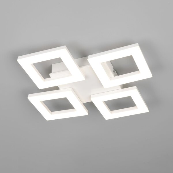 Reality Leuchten LED-stropna svetilka Cemi, kvadratna, bela, iz plastike, 4.000 K, Bela, Kuhinja, Plastika, Sodobni