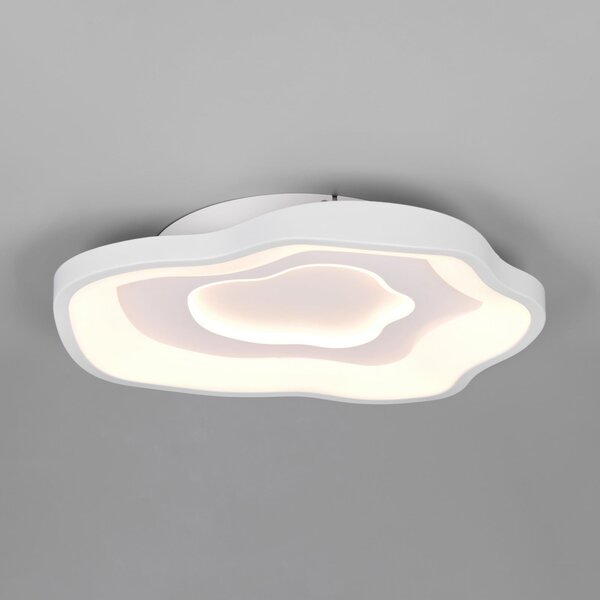 Reality Leuchten LED-stropna svetilka Nube, bela, kovinska, CCT, daljinski upravljalnik, zatemnjen, Bela, Dnevna soba / jedilnica, Kovina, Sodobni