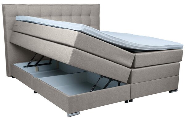 BOXSPRING POSTELJA 160 cm x 200 cm , tekstil siva