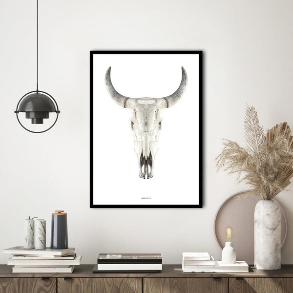 Plakat z okvirjem 50x70 cm Cow Skull – Malerifabrikken