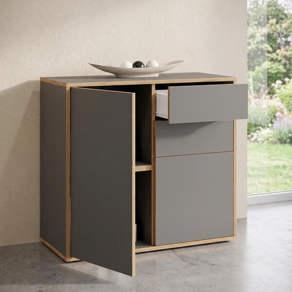 MID.YOU Komoda Salia B80, Antracit, Barva Hrasta