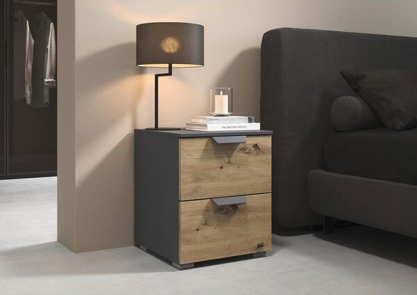 Premium Living Nočna Omarica Karpo, Siva, Barva Hrasta