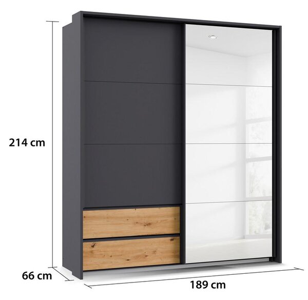 Premium Living Omara Z Drsnimi Vrati Karpo, Siva, Barva Hrasta