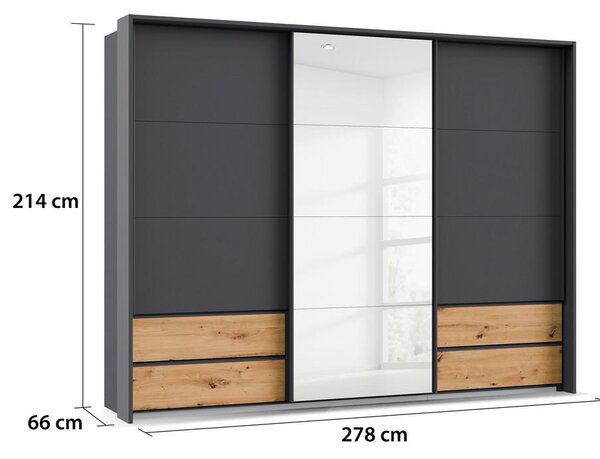 Premium Living Omara Z Drsnimi Vrati Karpo, Siva, Barva Hrasta