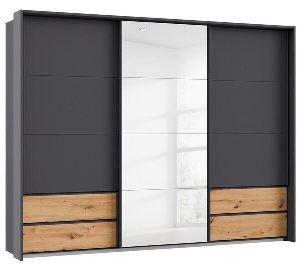 Premium Living Omara Z Drsnimi Vrati Karpo, Siva, Barva Hrasta