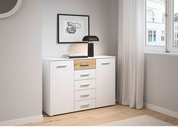 Modern Living Komoda Foster, Bela, Barva Hrasta