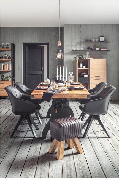 Premium Living Jedilna Miza Industrial, Naravne Barve, Črna, 200x90