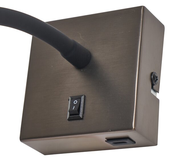 Moderna stenska svetilka v barvi gunmetal z USB-C priključkom - Gosna