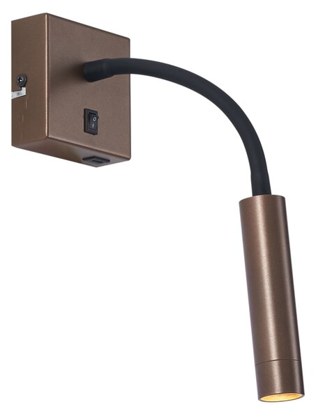 Moderna bronasta stenska svetilka z USB-C priključkom - Gosna