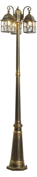 Klasična zunanja svetilka starinsko zlata s prozornim steklom 198 cm IP44 - London