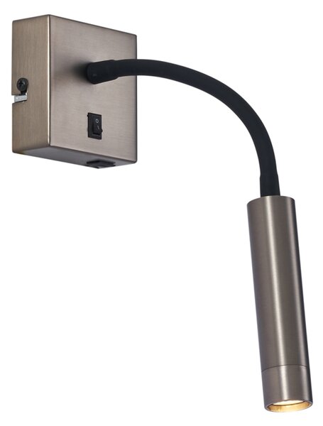 Moderna stenska svetilka v barvi gunmetal z USB-C priključkom - Gosna