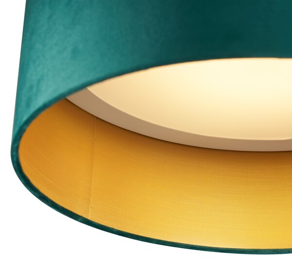 Moderna stropna svetilka zeleni žamet 40 cm vklj. LED s 3-stopenjskim zatemnjevanjem - Sue