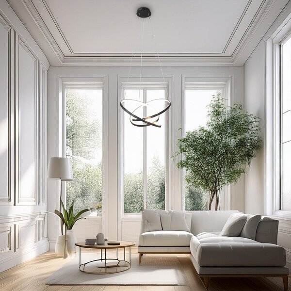 Milagro Lighting LED obesna svetilka Empoli, kovina, črna, 4.000 K, Črna, Dnevna soba / jedilnica, Kovina, Sodobni