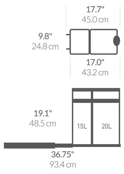 Plastični koš za smeti 35 l Dual - simplehuman