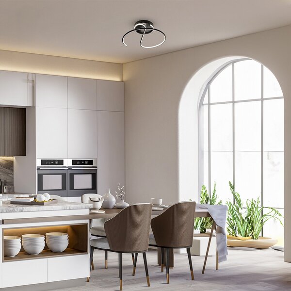 Milagro Lighting LED stropna svetilka Delta, kovina, črna, 4.000 K, Črna, Dnevna soba / jedilnica, Kovina, Sodobni