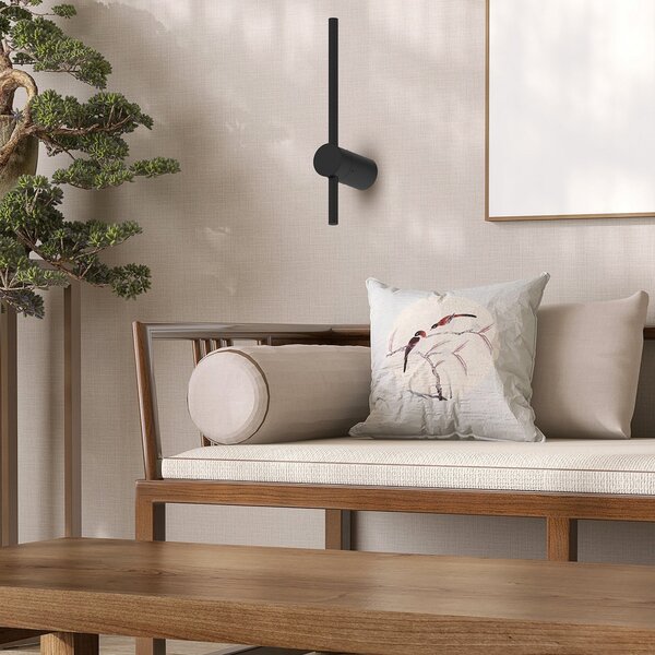 Milagro Lighting LED stenska svetilka Swing, višina 30 cm, CCT, kovina, črna, Črna, Dnevna soba / jedilnica, Kovina, Sodobni