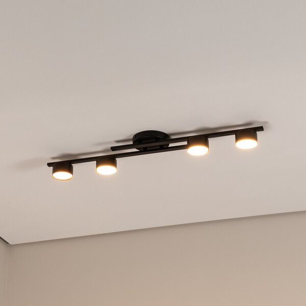 EMIBIG LIGHTING Stropna svetilka Fragment, črna barva, dolžina 86 cm, kovina, 4-svetlobna., zatemnjen, Črna, Dnevna soba / jedilnica, Kovina, Sodobni