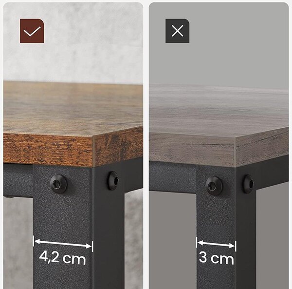Klubska mizica z rešetkasto polico 106,2 x 45 x 60,2 cm rustikalno rjava | VASAGLE