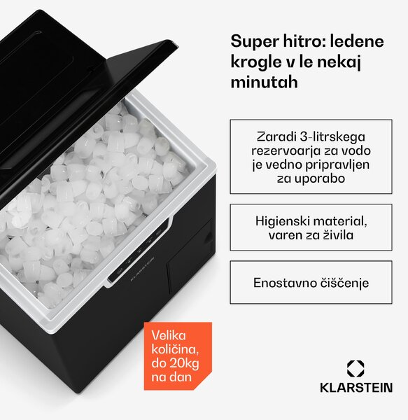 Klarstein Icefestival Bullet industrijski aparat za izdelavo ledenih kock, 400 W, 3 litri, 20 kg/24h