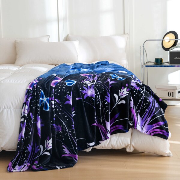 Mikroplišasta odeja VIOLET BUTTERFLY temno modra Dimenzije: 160 x 200 cm