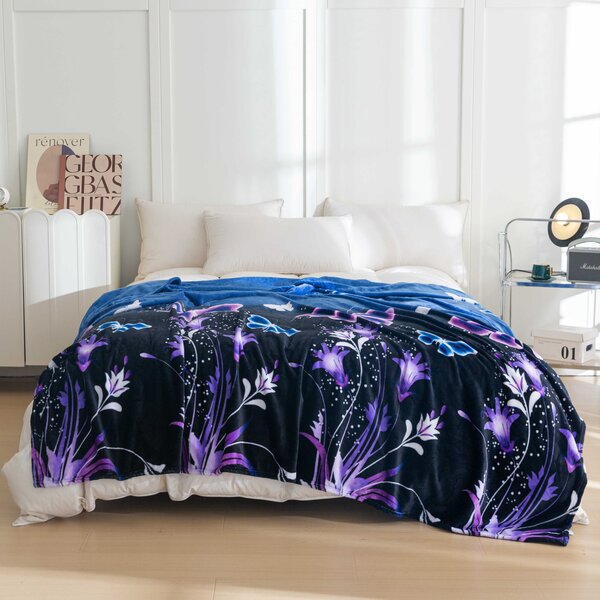 Mikroplišasta odeja VIOLET BUTTERFLY temno modra Dimenzije: 160 x 200 cm