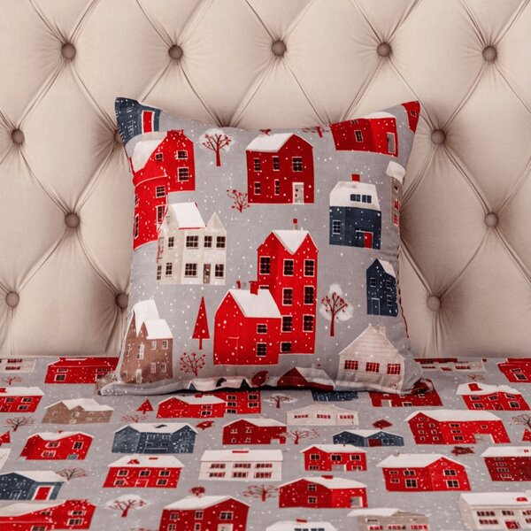 Prevleka za vzglavnik iz mikrovlaken WINTER COTTAGE 45x45 cm, siva